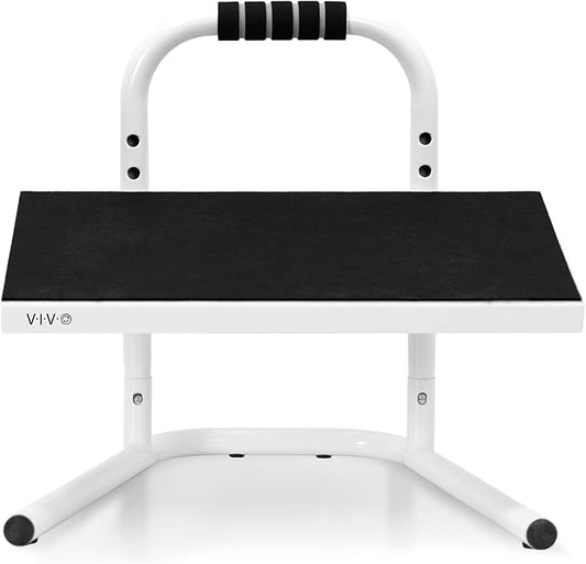 VIVO Ergonomic Height Adjustable Foot Rest Relief Platform, Elevated Stool for Comfortable Sit to Stand Workstation, Non-Slip Surface, Portable, Home Office Classroom Use, White, STAND-FT01W