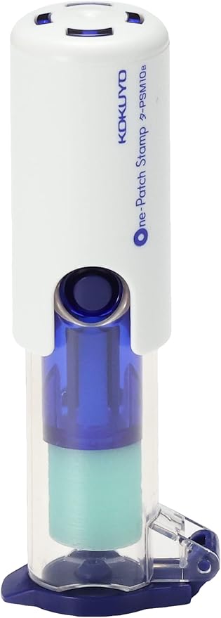 KOKUYO One Patch Hole Reinforcement Stamp - 50 Transparent Labels - Refillable - White - Plastic - Round - Compact - Utilitarian