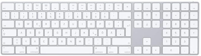Apple Magic Keyboard with Numeric Keypad: Wireless, Bluetooth, Rechargeable. Works with Mac, iPad, or iPhone; Swiss - White
