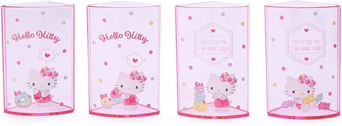 Sanrio 213110 Pink Plastic Hello Kitty Kitty Pen Stand 360 Degree Rotating Pen Stand Pen Holder Cosmetic Makeup Brush Tulle Pet Character