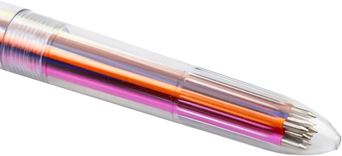 HeTaoCat Multicolor Pens 3 Pack 0.5mm 10-in-1 Retractable Ballpoint Pens - 10 Colors Transparent Barrel Ballpoint Pen for Office Supplies (Transparent)