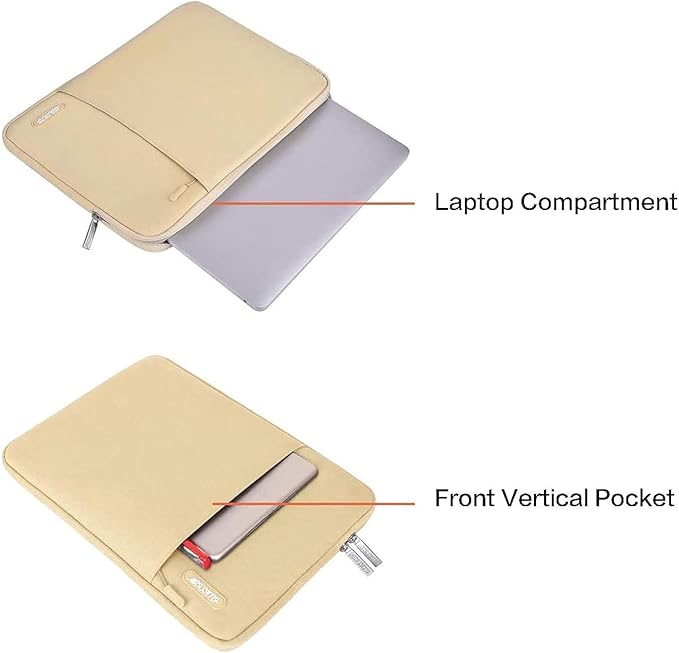 MOSISO Laptop Case 15 inch, 15 inch Laptop Sleeve Compatible with MacBook Air 15 M4 A3241 M3 A3114 M2 A2941 2025 2024 2023,Dell XPS 15,Polyester Vertical Computer Sleeve Bag with Pocket, Camel