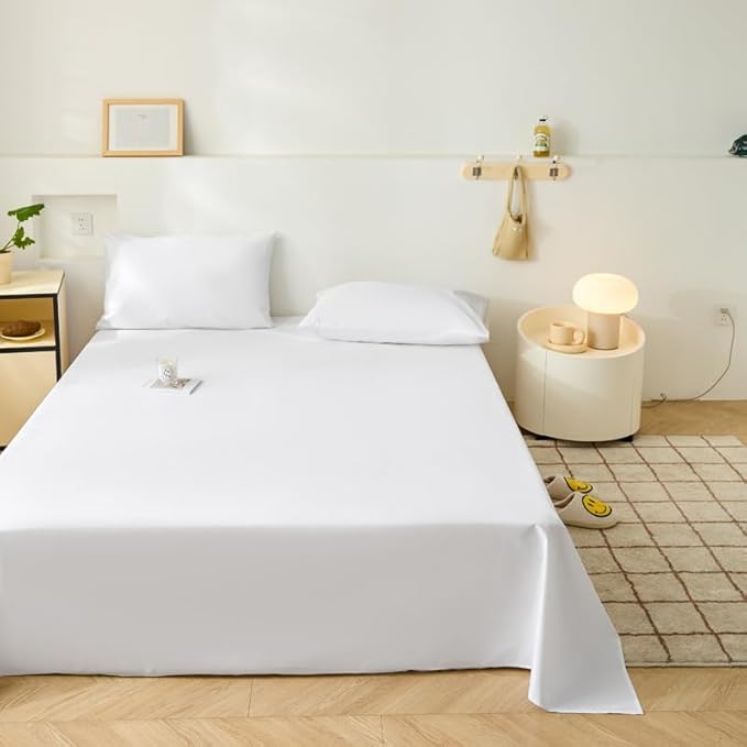 WenBags Lightweight Waterproof Flat Sheet 70 * 90 Inches Queen Size-Mattress Protector for Bed & Couch, Pet Hair Resistant Cover Ideal for Dogs & Cats, Perfect for Hotels & Hospitals (White)