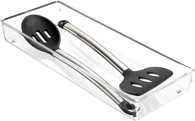Interdesign Drawer Organizer Clear Linus 3" X 9" X 2" Clear Plastic With Ribbed Bottom