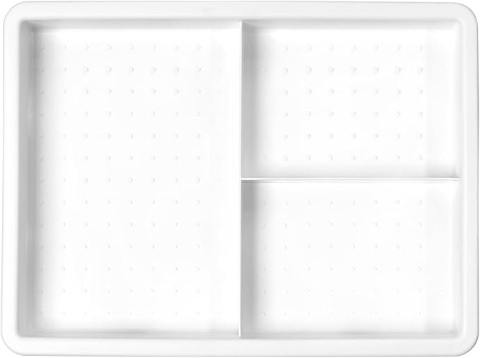 madesmart 24-Compartment Junk Drawer Organizer with Sliding Top Tray, Multi-Purpose Storage for Kitchen, Office & Bathroom Drawers, White