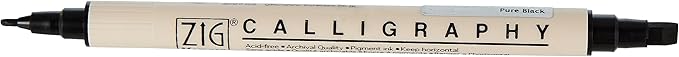 Zig Memory System Calligraphy Dual Tip Marker, Pure Black Pack of 6 (MS3400-010)