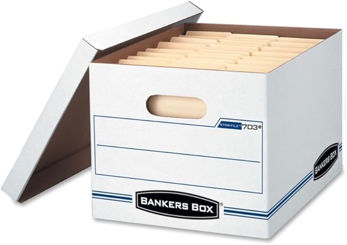 Bankers Box 6-Pack Basic Duty File Storage Boxes with Lids, Letter/Legal, STOR/FILE, (57036-04)