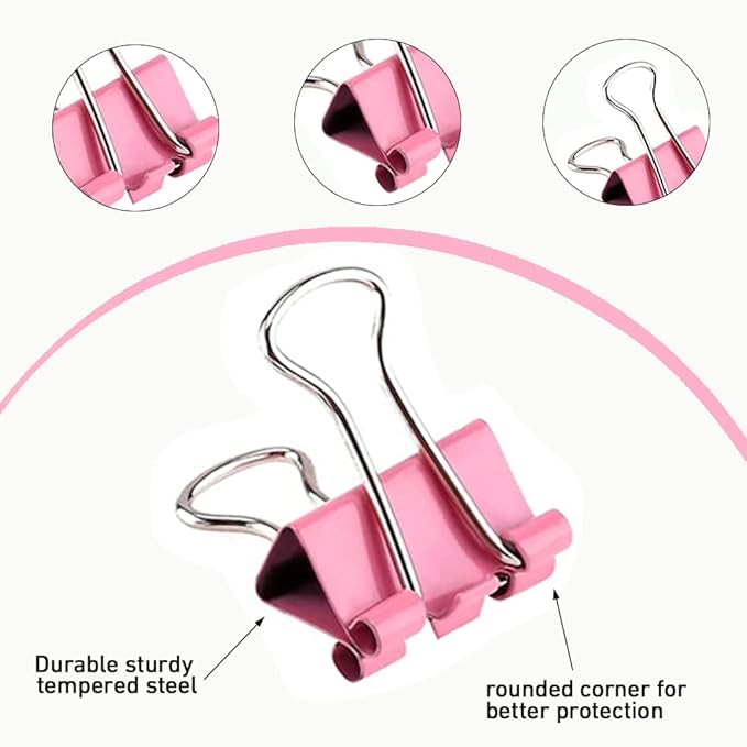 60pcs Colored Binder Clips Paper Clamps Assorted Size Small, Medium, Large Binder Paper Clips