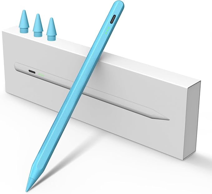 Stylus Pen for iPad W/Palm Rejection Tilt Sensitivity,13 Mins Fully Charged,MEKO Active Touch Screen Apple Pencil Compatible W/iPad 6/7/8/9/10,Pro12.9&11",Air3/4/5,mini5/6-BLUE