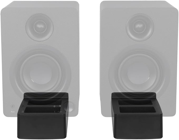 Monoprice Tilted Wedge Desktop Speaker Stands (Pair) for Small Sized Speakers, Anti-Vibration, 15 Degrees of Tilt, for Bookshelf Speakers and Studio Monitors
