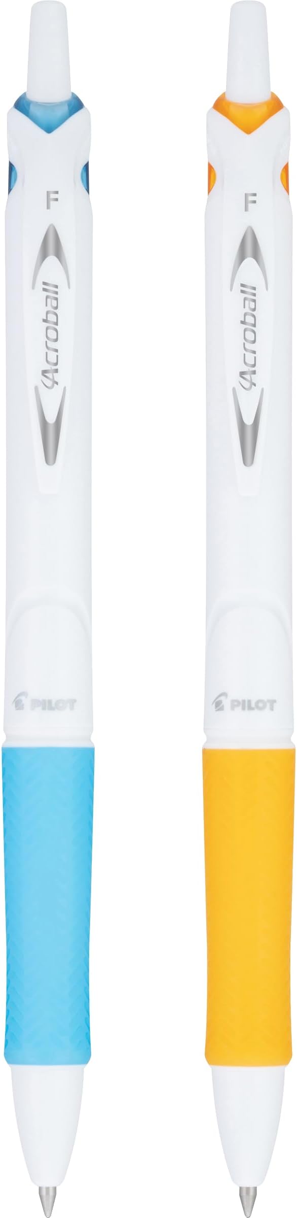 PILOT Acroball PureWhite Advanced Ink Refillable & Retractable Ball Point Pens with Silver Accents, Fine Point, Black Ink