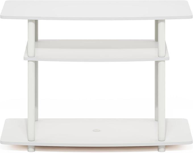 Furinno Turn-N-Tube TV Stand, 3-Tier No Tools Entertainment Center, TV Console for TV up to 32 Inch, for Living Room, Bedroom, White