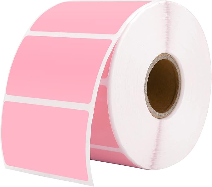 MUNBYN 2.25"x1.25" Pink Thermal Labels + 3" Pink Circle Thermal Stickers, 1000 Labels