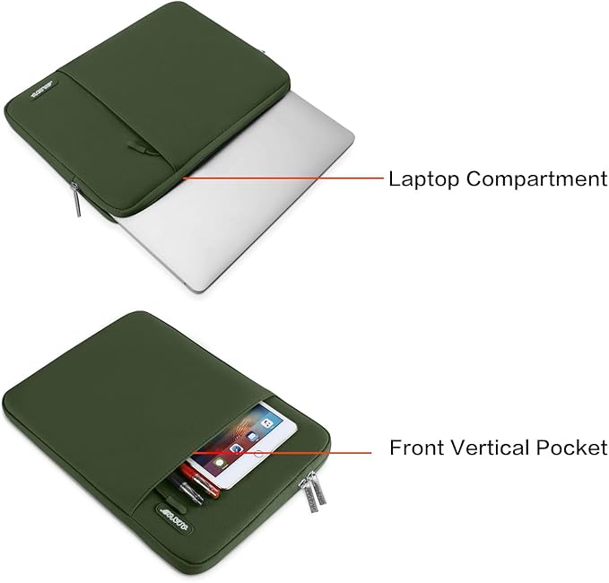 MOSISO Laptop Case 13.3 inch, 13-13.3 inch Laptop Sleeve Compatible with MacBook Air/Pro 13/Pro 14 M5 M4 M3 M2 M1, HP Dell ASUS Lenovo,Polyester Vertical Computer Sleeve Bag with Pocket, Army Green