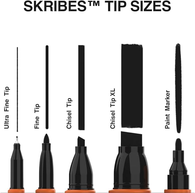 KLEIN TOOLS 80190 Skribes Fine Tip Permanent Markers, Professional-Grade Ink, Multi-Surface Jobsite Marker for Wet, Dry and Oily Surfaces, Black, 36-Pack