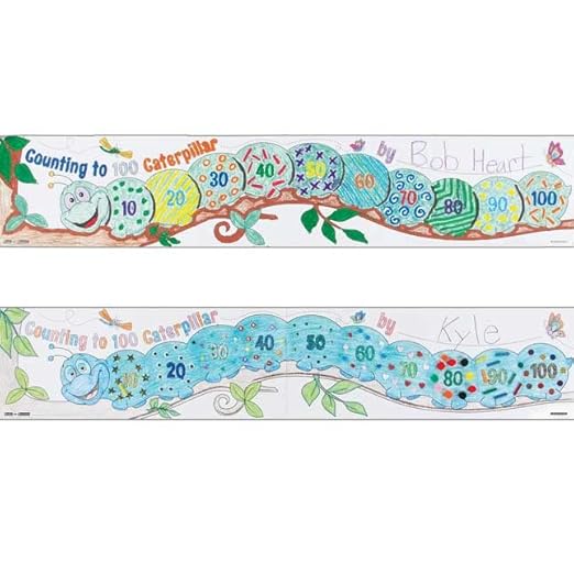 Really Good Stuff 100th Day of School Decorate Posters- Count to 100 Caterpillar Posters-100th Day Activities for the Classroom, 17 x 22 Inch, 24 Pack,White