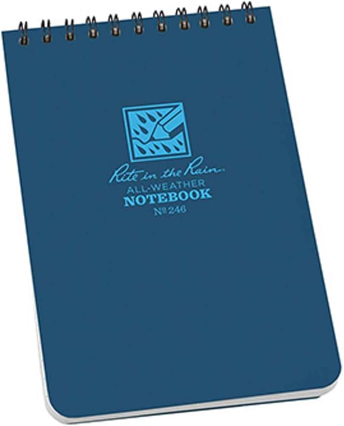 Rite in the Rain Weatherproof Top Spiral Notebook, 4" x 6", Blue Cover, Universal Pattern (No. 246)