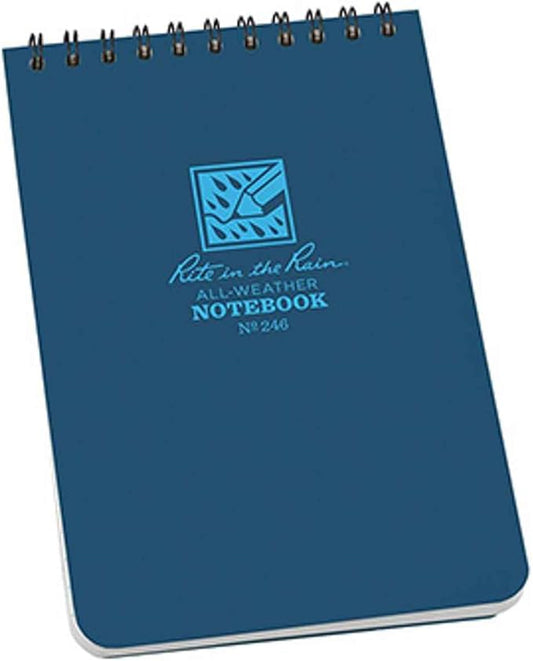 Rite in the Rain Weatherproof Top Spiral Notebook, 4" x 6", Blue Cover, Universal Pattern (No. 246)