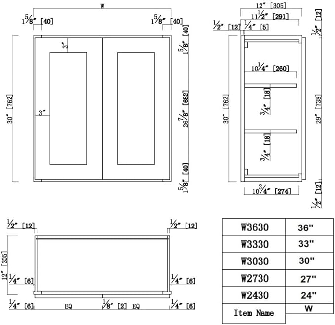 Design House Brookings Shaker Unassembled Wall Kitchen Cabinet W3030, 30 W x 12 D x 30 H, Brown, Solid Wood, Design House, 562330