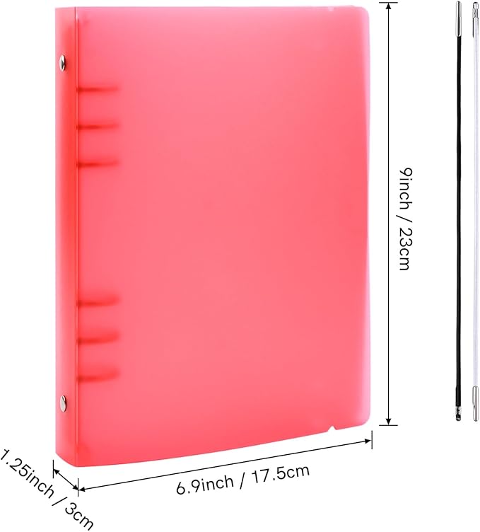 BAOFALI 3Pcs /Set A5 6 Ring Binder Cover Clean Transparent Soft PVC for Refillable Notebook Shell withMatte surfaceforStamp & Die Storage (Red)