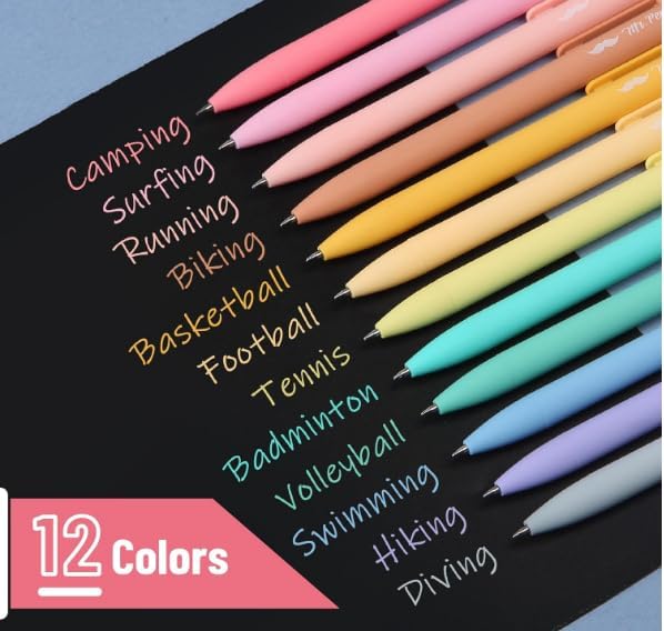 Mr. Pen- Retractable Gel Pens, 12 Pack, Assorted Colors, Fast Dry, Gel Pens Fine Point 0.7mm
