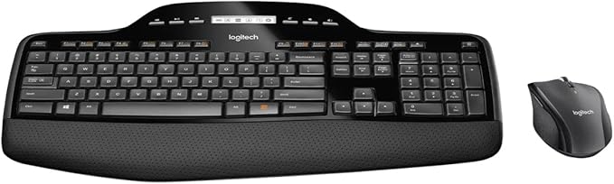 Logitech MK710-RB Desktop Wireless Keyboard/Mouse Combo, Hyper-Fast Scrolling Wireless Mouse USB, Keyboard with LCD Dashboard, Long Battery Life, Black (Renewed)