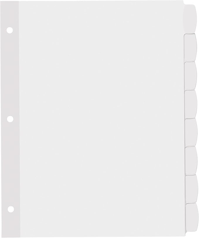 Avery Big Tab Printable White Label Dividers for 3 Ring Binders, 8 Tabs per Set, White, 120 Sets Total, Great for Office Supplies, School Supplies, Organizing, and More (6 Packs of 14435)