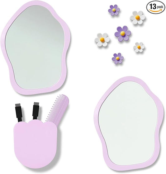 KEYDUACU 12 pcs Girls Locker Accessories, Locker Decorations Including Mirrors, whiteboards, Magnets and organizing Supplies. Ideal for Back-to-School Essentials and The Office (12 pcs-Purple)