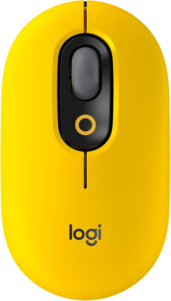 Logitech POP Mouse, Wireless Optical Mouse with Customizable Emojis, SilentTouch Technology, Precision/Speed Scroll, Compact Design, Bluetooth, Multi-Device, OS Compatible - Blast Yellow
