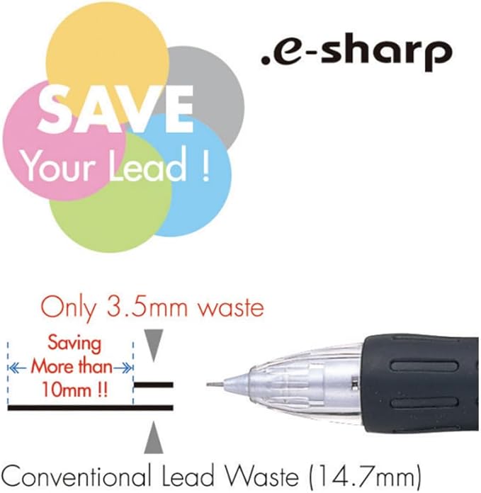Pentel E-Sharp Automatic Pencil, 0.5mm, Green Accents, Box of 12 (AZ125D)