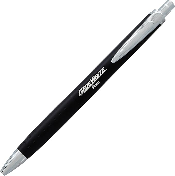 Pentel Glidewrite Executive Ballpoint Pen, (1.0mm) Medium, Black Metal Barrel, Black Ink, Pack of 1 (BX970ABP)