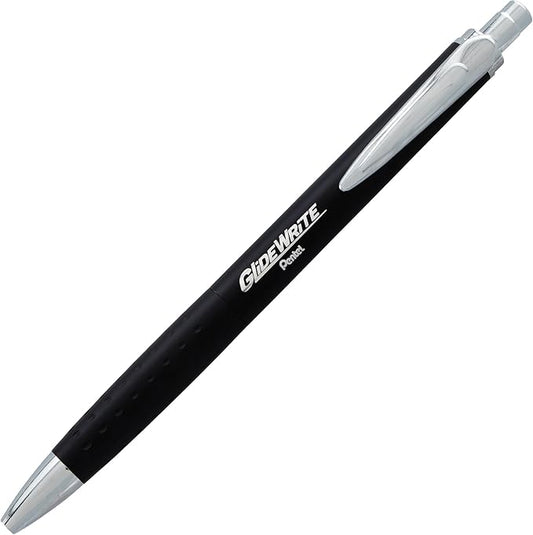 Pentel Glidewrite Executive Ballpoint Pen, (1.0mm) Medium, Black Metal Barrel, Black Ink, Pack of 1 (BX970ABP)