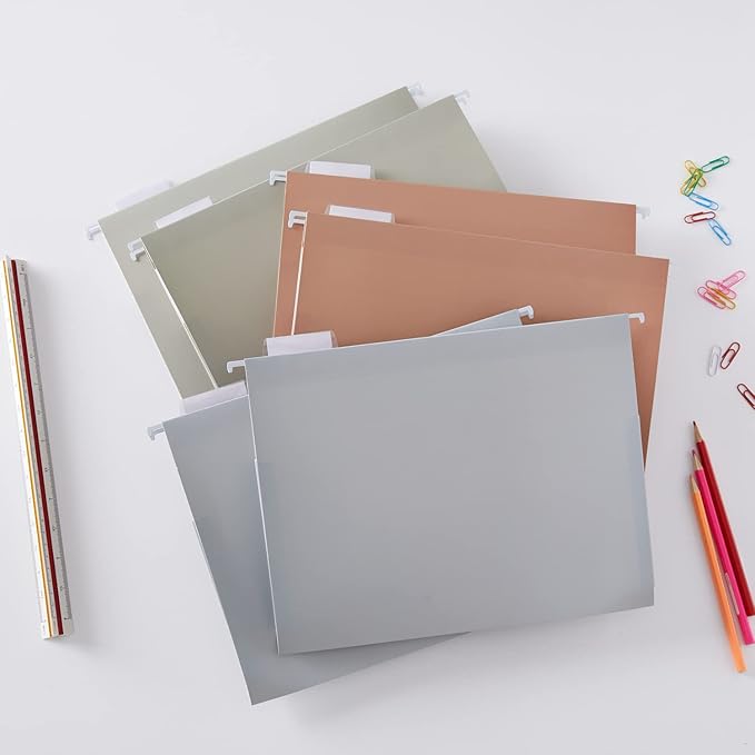 Y YOMA Letter Size - 24 Pack Extra Capacity Hanging File Folders Accordion Decorative File Folder Cute Colored Hanging Folder Organizer for Office Home with 1/5-Cut Adjustable Tabs, Natural Color