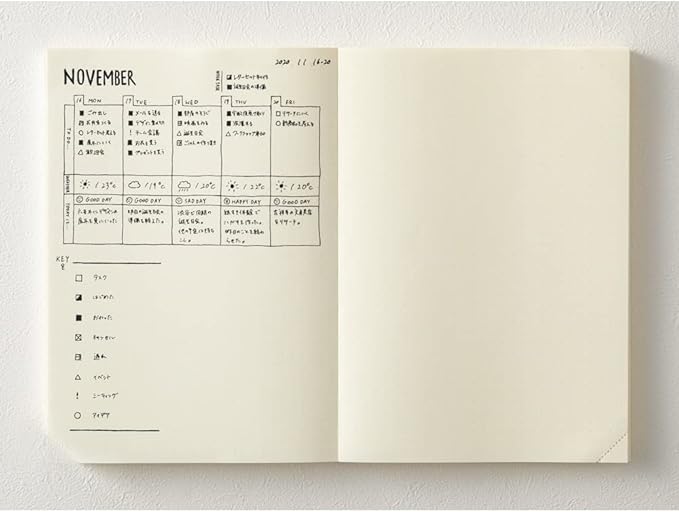 DESIGNPHIL Midori 15313006 Notebook, MD Notebook, Journal, A5, 1 Page Per Day, Dot Square A
