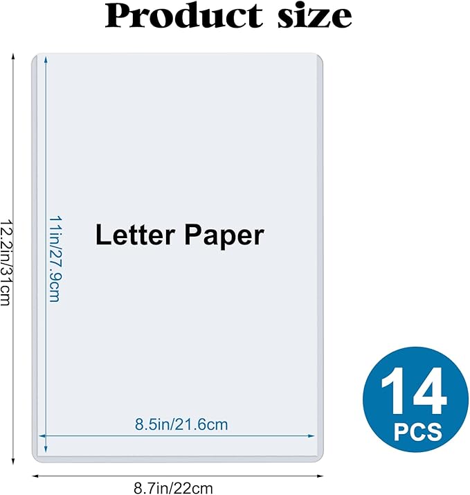 8.5" x 11" Hard Plastic Sheet Protectors, Rigid Clear Waterproof Protectors, Paper Sleeves Photo Plastic Sleeves (14 Pack)