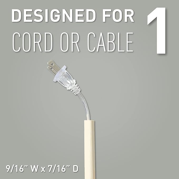 Legrand Wiremold C6 Cordmate Flat Elbow Cord Cover, Organizer for Wall, Holds 1 Cord or Cable, Ivory (1 Pack)
