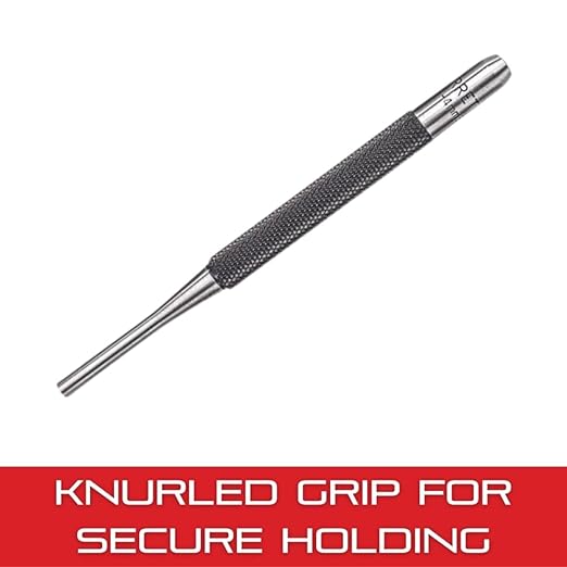 Starrett Drive Pin Punch with Knurled Grip for Driving Pins Into or Out of a Workpiece - Hardened and Tempered Steel, 4" Length, 1/16" Punch Diameter - 565A