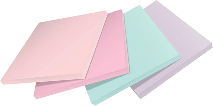 Post-it 100% Recycled Paper Super Sticky Notes, 3 in. x 3 in., 24 Pads, 70 Sheets per Pad, Wanderlust Pastels, New Year Organization or Second Semester School Supplies