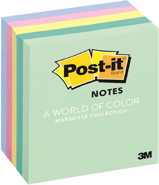 Sticky Notes 3x3 Inches Soft Pastel Self-Stick Note Pads for Office School and Home Organization 5 Pads 500 Sheets Vibrant and Versatile Notes