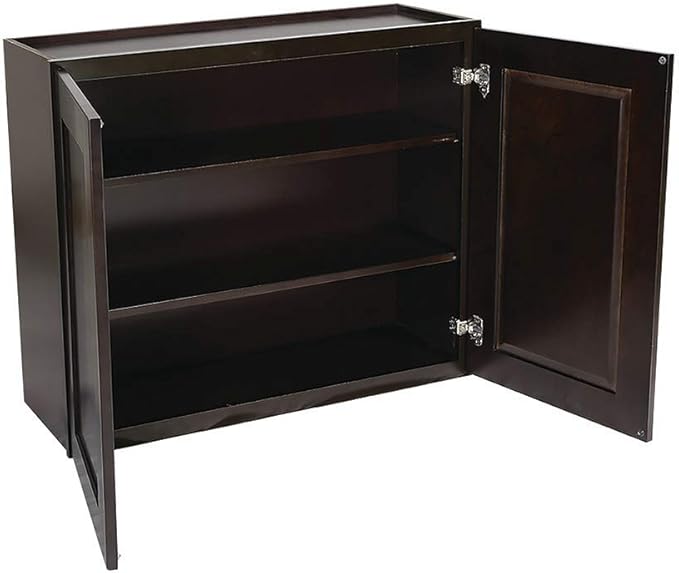 Design House Brookings Shaker Fully Assembled Wall Kitchen Cabinet W2436, 24 W x 12 D x 36 H, Brown, Solid Wood, Design House, 569004