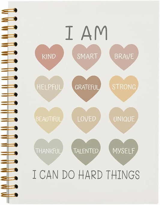 QUICQOD I Am Kind I Am Smart Affirmations Inspirational Notebooks,Positive Journal for School Coworker Teacher Student,Journaling Notebooks for Women,Hardcover Spiral Notebook 5.5x8.3
