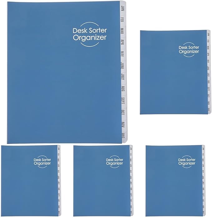 Smead Desk File/Sorter, Monthly (Jan-Dec), 12 Dividers, Letter Size, Dark Blue (89286) (Pack of 5)