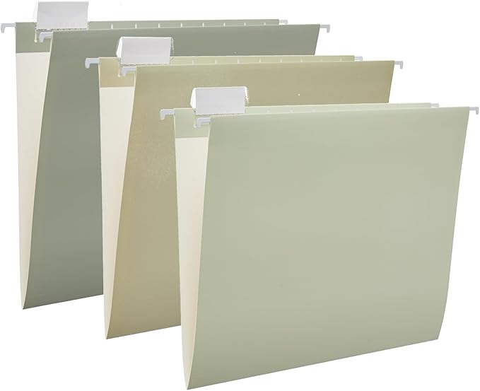 6 Pack Hanging Folder File Cabinet Organizer Letter Size 1/5 Cut Adjustable Label Decoration Home Office School Classroom, Green