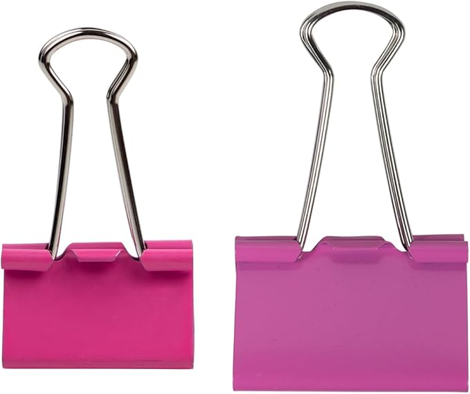 JAM PAPER Colorful Binder Clips Assortment - Medium & Large Size - Pink Binderclips - 27 Clips/Pack