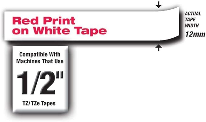 Brother TZe232 0.47" Red On White Tape for P-Touch (26.2')
