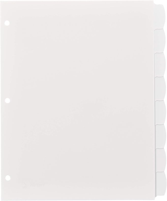 Avery Big Tab Write & Erase Durable Plastic Dividers for 3 Ring Binders, 8-Tab Set, White, 1 Set (16371)