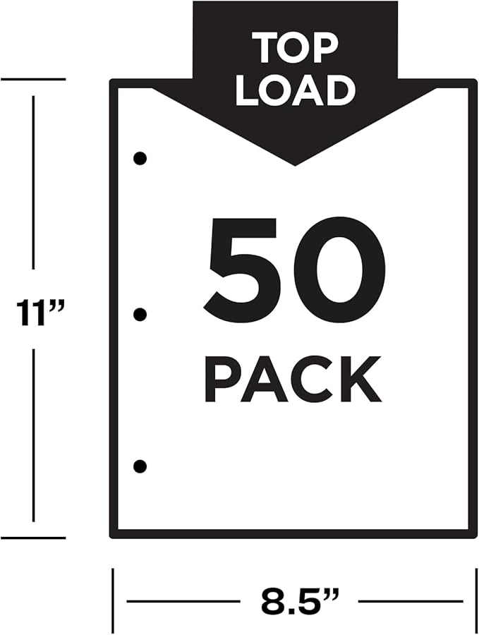 Avery Diamond Clear Page-Size Sheet Protectors, Pre-Punched for Use with Tab Dividers, Top Load, 50 Document Protectors (74203)