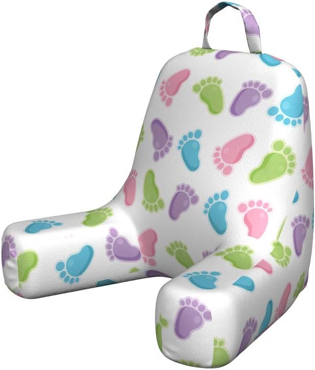 Ambesonne Cartoon Reading Pillow Cover, Footprints Pattern in Many Tones Abstract Design Feet Seamless Illustration, Unstuffed Printed Bed Rest Case from Soft Fabric, Small, Multicolor