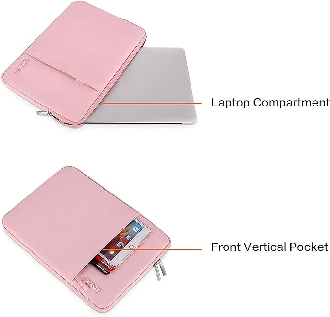 MOSISO Laptop Case 13 inch, 13 inch Laptop Sleeve Compatible with MacBook Air M4 M3 M2 M1 2025-2018 / Pro M2 M1 2025-2016, Polyester Vertical Computer Sleeve Bag with Pocket, Pink