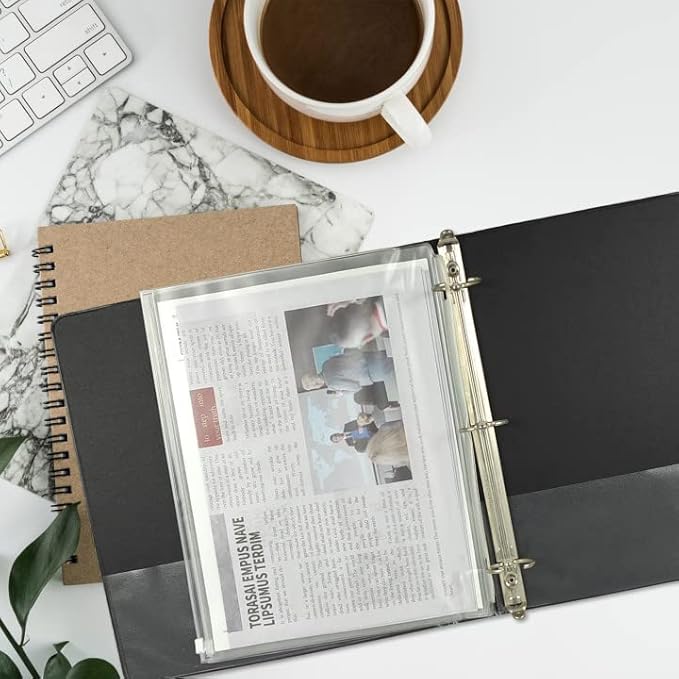YoeeJob 3 Holes Clear PVC Zipper Binder Pocket Insert Pages Letter Size, 8 1/2" x 11 Loose Leaf Binder Filing Storage Bags 8 Packs